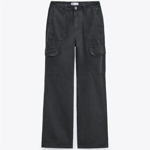 ZARA TRF Straight Cargo Pants - Navy